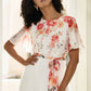 Yumi White Mirror Floral Design Pleated Midi Dress