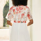 Yumi White Mirror Floral Design Pleated Midi Dress