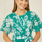 Yumi Green Mirror Floral Design Pleated Midi Dress
