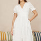 Yumi White Cotton Broderie Anglaise Midi Button Up Dress