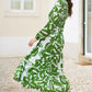 Yumi Green Abstract Print Ruched Midi Dress With Long Sleeves