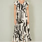 Yumi Ivory Abstract Print Viscose Midi Dress With Matching Belt