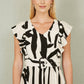 Yumi Ivory Abstract Print Viscose Midi Dress With Matching Belt
