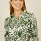 Yumi Green Ikat Geo Print Midi Shirt Dress