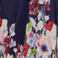 Yumi Navy Mesh Wrap Midi Dress With Floral Hem Border