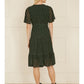 Yumi Black Dot Print Mesh Stretch Midi Skater Dress