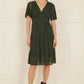 Yumi Black Dot Print Mesh Stretch Midi Skater Dress
