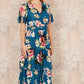 Yumi Green Floral Mesh Tiered Maxi Dress