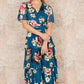 Yumi Green Floral Mesh Tiered Maxi Dress
