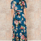 Yumi Green Floral Mesh Tiered Maxi Dress