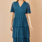 Yumi Teal Mesh Tiered Maxi Dress