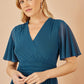 Yumi Teal Mesh Tiered Maxi Dress