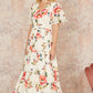 Yumi Ivory Floral Mesh Tiered Maxi Dress
