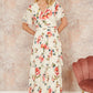 Yumi Ivory Floral Mesh Tiered Maxi Dress