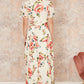 Yumi Ivory Floral Mesh Tiered Maxi Dress