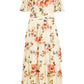Yumi Ivory Floral Mesh Tiered Maxi Dress