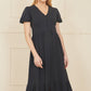 Yumi Navy Viscose Button Through Midi Dress
