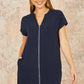 Yumi Navy Viscose Zip Tunic Dress