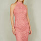 Yumi Pink Lace Halter Neck Dress