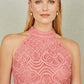 Yumi Pink Lace Halter Neck Dress