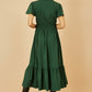 Yumi Green Cotton Jersey V Neck Midi Dress