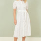 Yumi White Cotton Broderie Anglaise Midi Shirt Dress
