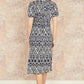 Yumi Navy Ikat Print Midi Dress With Split Hem