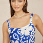 Yumi Blue Floral Button Through Midi Dress