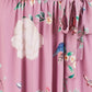 Yumi Pink Bird and Floral Print Midi Wrap Dress