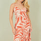 Yumi Orange Leaf Print Maxi Dress With Cross Back