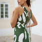 Yumi Green Cotton Abstract Print Maxi Dress With Tie Back