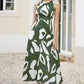 Yumi Green Cotton Abstract Print Maxi Dress With Tie Back