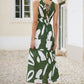 Yumi Green Cotton Abstract Print Maxi Dress With Tie Back