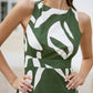 Yumi Green Cotton Abstract Print Maxi Dress With Tie Back