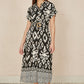 Yumi Black Abstract Geo Print Relaxed Midi Shirt Dress With Belt