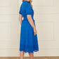 Yumi Blue Cotton Shirt Midi Dress With Cut Out Details