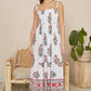 Yumi White Floral Printed Smocked Midi Dress