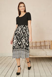 Yumi Black Jersey Stretch Top And Ikat Skirt Midi Dress
