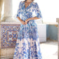 Yumi Blue Paisley Wrap Maxi Dress With 3/4 Sleeve
