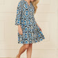 Yumi Viscose Blue Ikat Print 3/4 Sleeve Tunic Dress