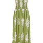 Yumi Green Block Print Ruched Maxi Dress