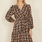 Yumi Black Ikat Long Sleeve Skater Dress