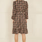 Yumi Black Ikat Long Sleeve Skater Dress