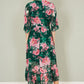 Yumi Dark Green Kimono Sleeves Midi Dip Hem Wrap Midi Dress