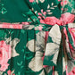Yumi Dark Green Kimono Sleeves Midi Dip Hem Wrap Midi Dress