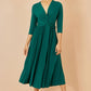 Yumi Green Jersey Knot Waist Pleated Midi Dress