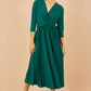 Yumi Green Jersey Knot Waist Pleated Midi Dress