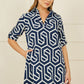 Yumi Navy Geo Print Tunic With Pockets