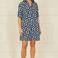 Yumi Navy Geo Print Tunic With Pockets