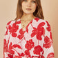 Yumi Red Kimono Sleeves Dip Hem Wrap Midi Dress